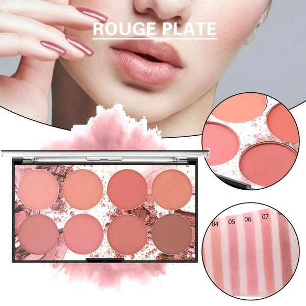 1pc 8 Colors Blush Palette Matte Powder Bright Shimmer Face Blush Cosmetic Makeup