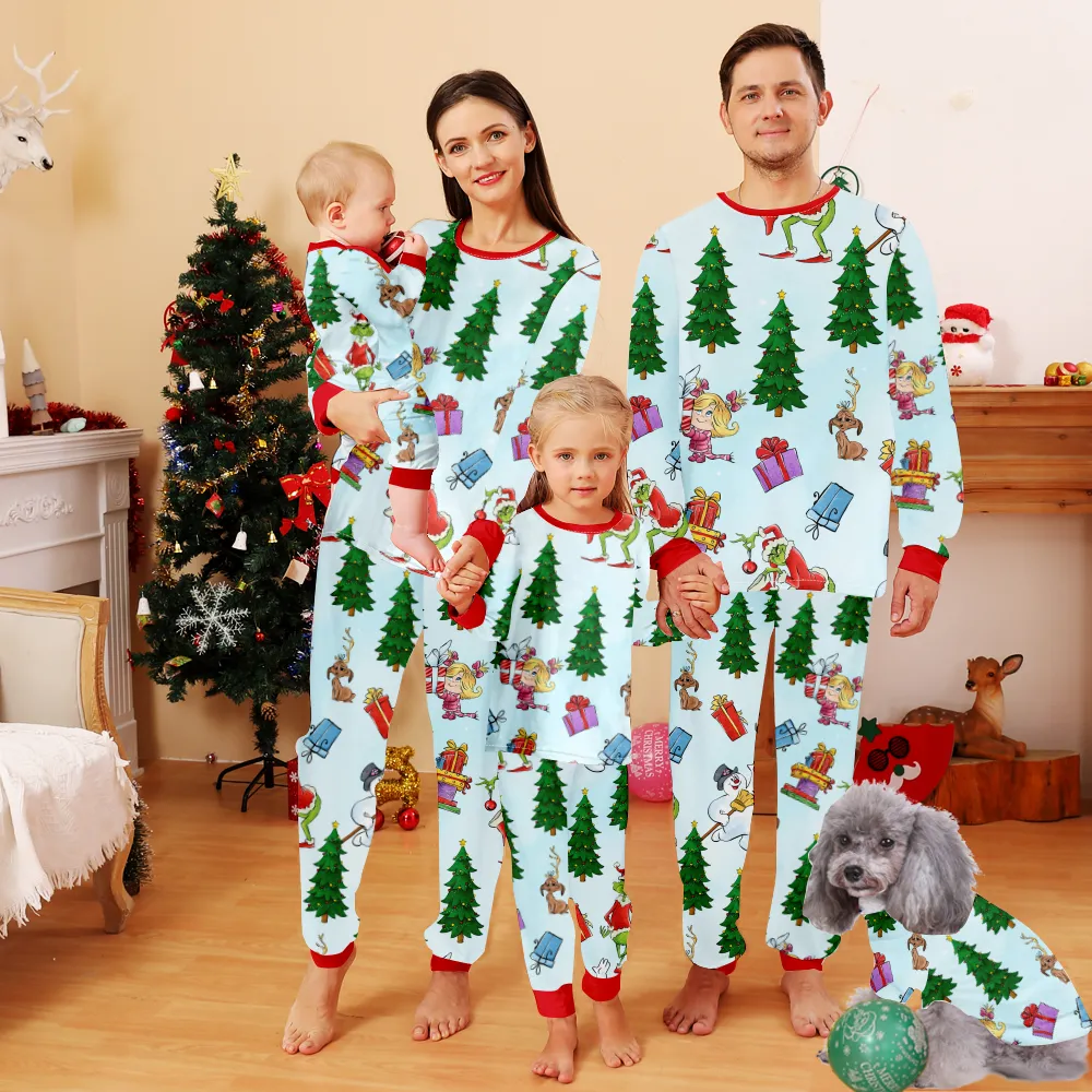 Christmas Holiday Pajamas For Family,Christmas Themed Pajamas For Dad, Mom, Daughter, Son, Baby, Pet Dog and Cat,All Size