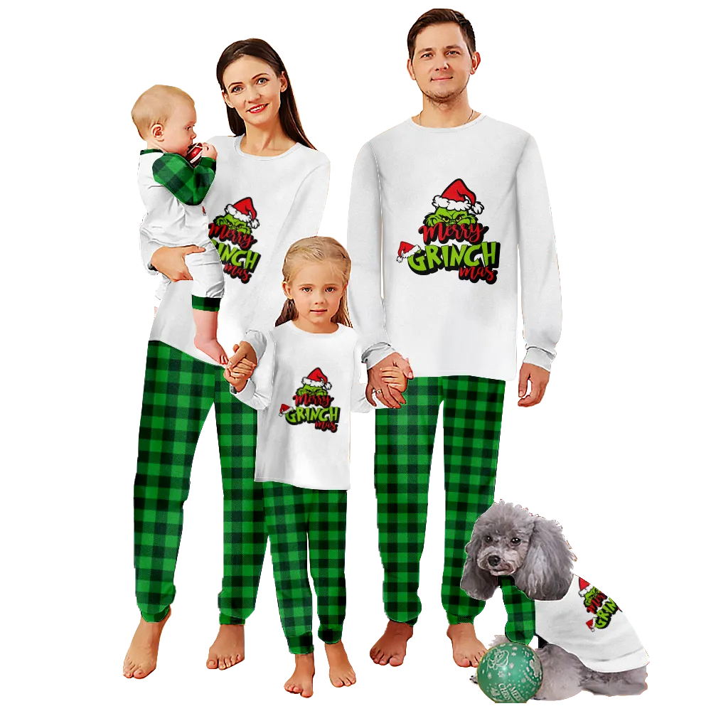 Family Christmas Pajamas Matching Sets,Christmas Themed Pajamas For Dad, Mom, Daughter, Son, Baby, Pet Dog and Cat,All Size