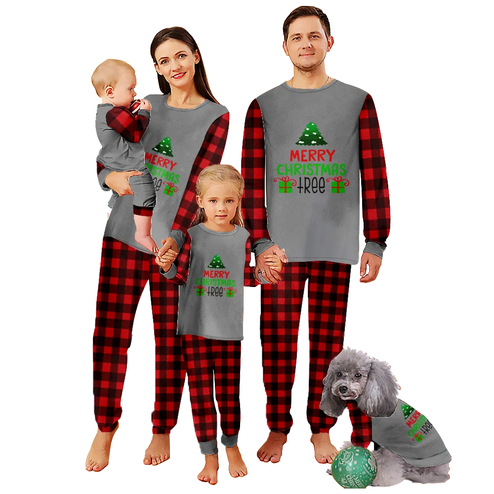 Family Matching Christmas Pjs,Christmas Themed Pajamas For Dad, Mom, Daughter, Son, Baby, Pet Dog and Cat,All Size