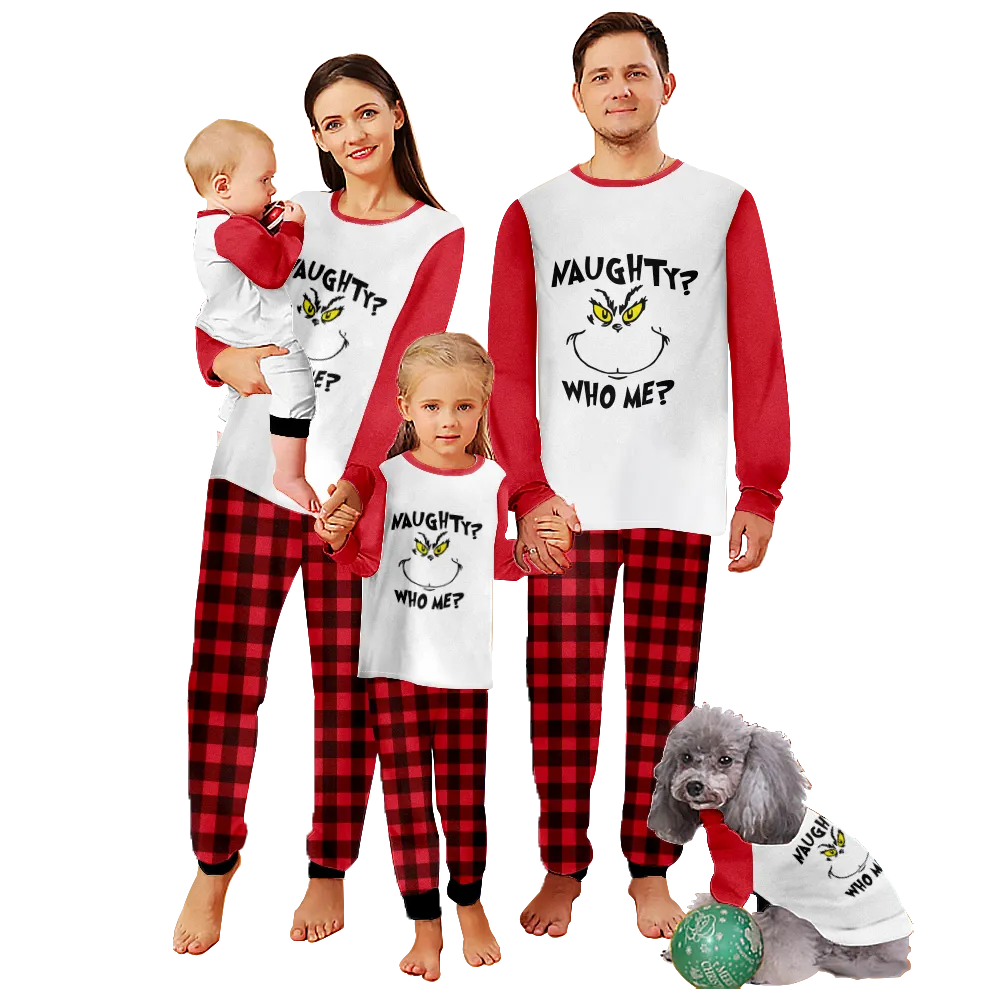 Funny Family Christmas Pjs Matching Sets,Christmas Themed Pajamas For Dad, Mom, Daughter, Son, Baby, Pet Dog and Cat,All Size