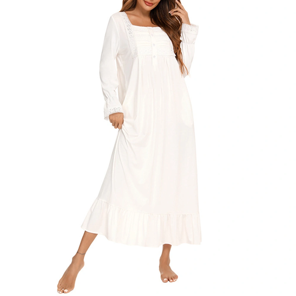 Women Maternity Dress, Long Sleeve Square Neck Patchwork Pregnancy Dress Sleep Dress Loungewear