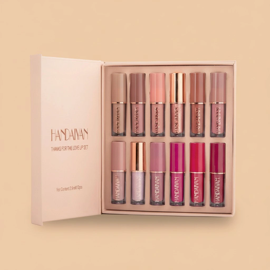 Velvet Matte Liquid Lipstick Set 12Pcs Waterproof Long Lasting Nude Lip Stain Kit Makeup Tools for Women