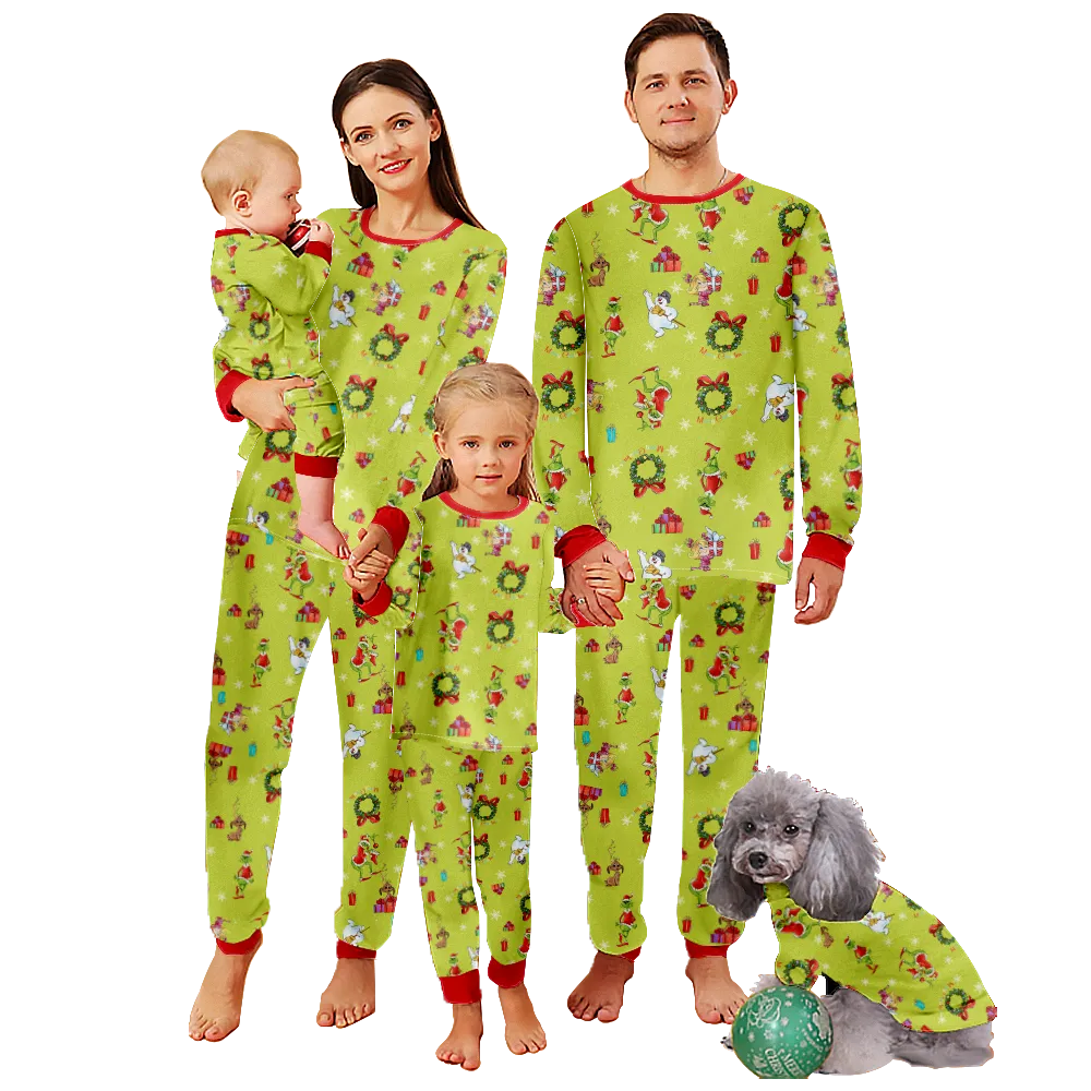 Kids Holiday Christmas Pajamas,Christmas Themed Pajamas For Dad, Mom, Daughter, Son, Baby, Pet Dog and Cat,All Size