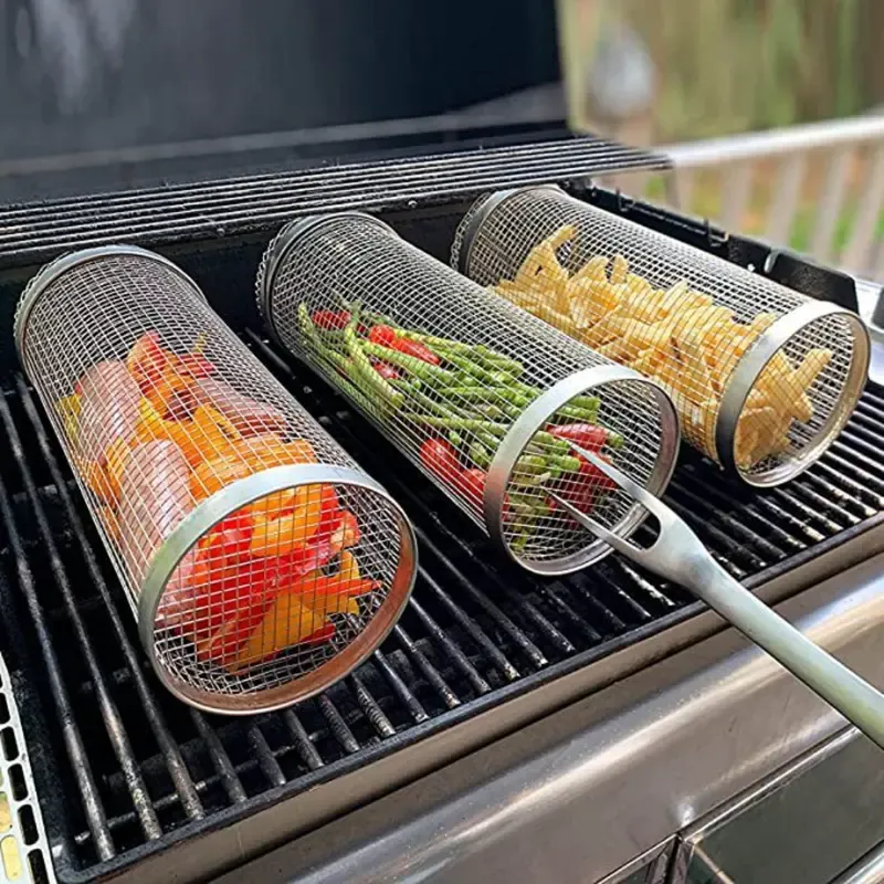 Portable Stainless Steel Round Barbecue Grill Top - Perfect for Outdoor Cooking & Fire Pit Grilling!