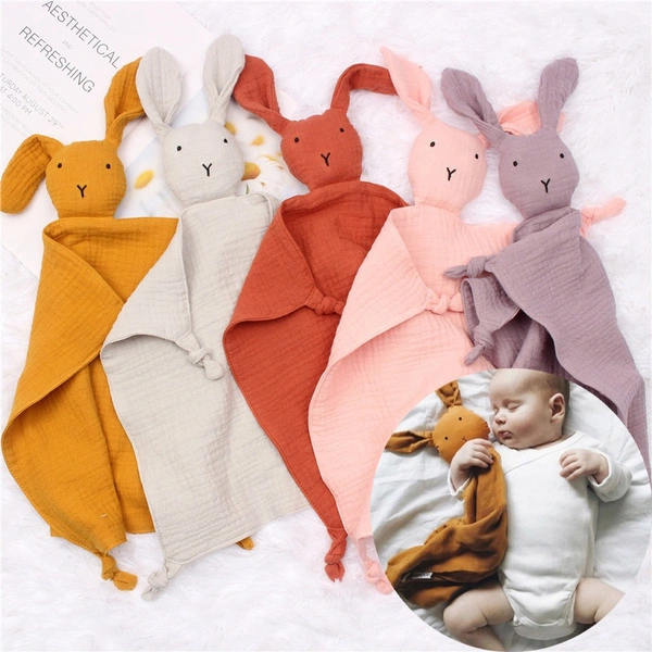 Baby Cotton Muslin Comforter Blanket Soft Newborn Sleeping Dolls Kids Fashion Sleep Toy Soothe Appease Towel Bibs