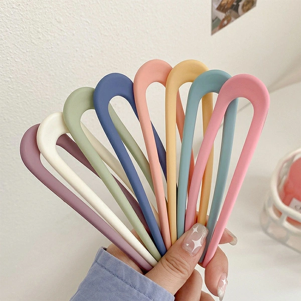 1 PC Fashion Candy Color Hair Sticks for Women Shell Hair Clip Pins Minimalist U Shape Girls Hairpins Hair Bun Maker Headwear