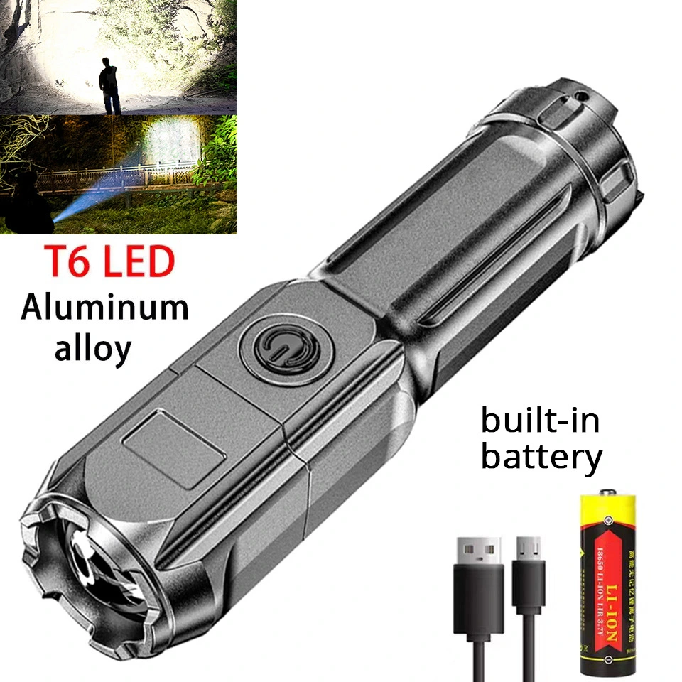 Super Bright LED Flashlight Portable USB Rechargeable Outdoor Lighting Waterproof Remote Camping Hiking（300-1000m）