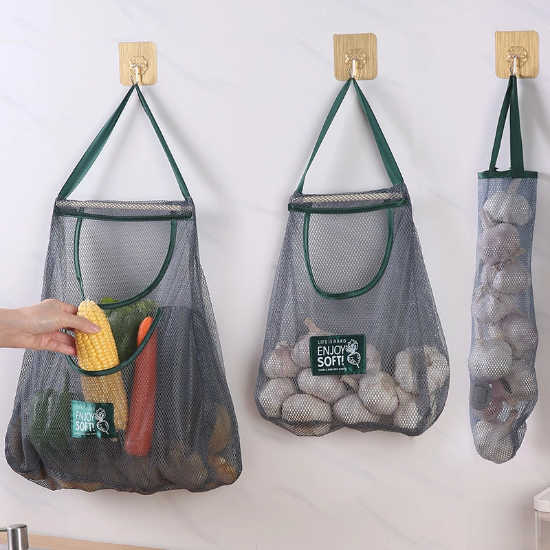 Large Capacity Storage Hanging Bag Kitchen Organize Mesh Pouch Kitchen Fruit and Vegetable Storage Bag