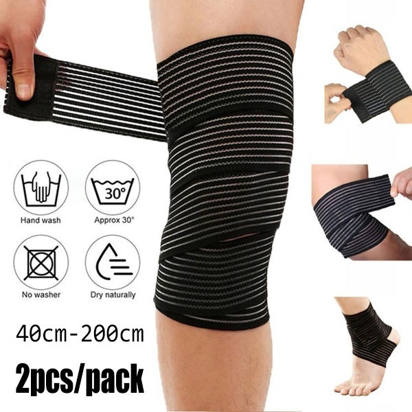 1pair 2pcs 40-200cm Sport Elastic Magic Tapes, Knee Wrap Compression Bandage Brace Support for Legs Wrist Knee Ankle Elbow Calf Arm