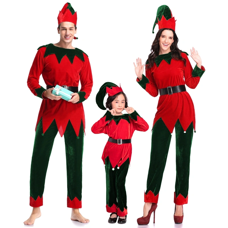 Christmas Outfit, Tops Pants Belt Hat Cosplay Costume Family Matching Outfit for Photoshoot