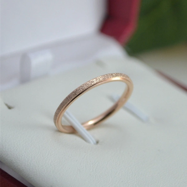 2mm Rose Gold Sandblast Ring Titanium Steel Wedding Band For Women Girl Size 3-10