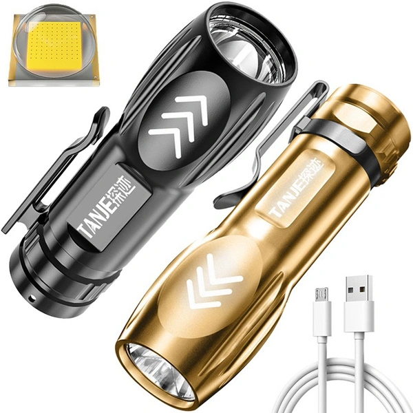 3 Lighting Modes LED Flashlight USB Rechargeable Fixed Focus Flash Light Portable Mini Hiking Torch IPX6 Waterproof Flashlight