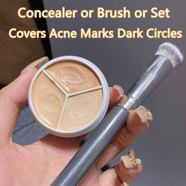 3-Color Concealer Palette Moisturize Long Lasting Cover Dark Circles Acne Pores Cream Shading Highlighter Face Makeup Cometics