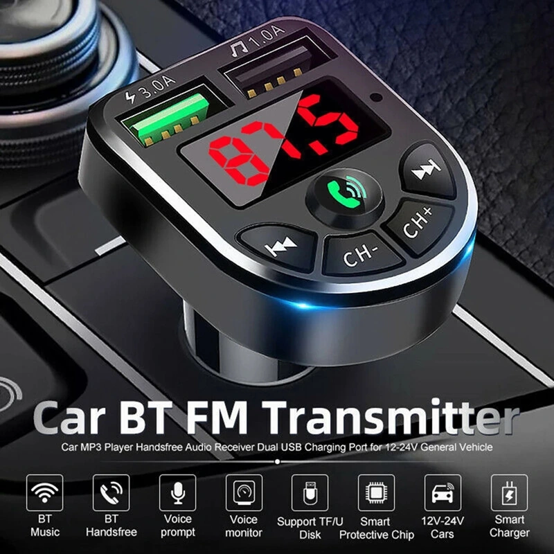 Bluetooth 5.0 FM Transmitter Car Kit MP3 Modulator Player Wireless Handsfree Audio Receiver Dual USB Fast Charger 3.1A