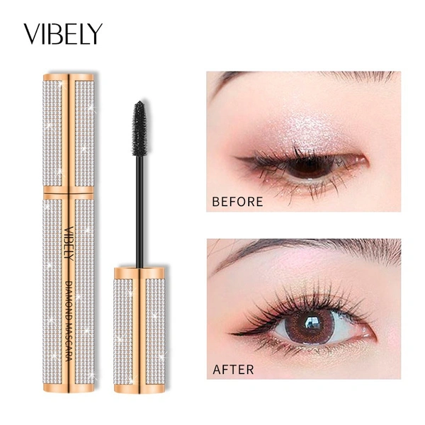 Vibely 4D Silk Fiber Lash Mascara Waterproof Mascara for Eyelash Extension Black Thick Eye Lashes Curler Cosmetic