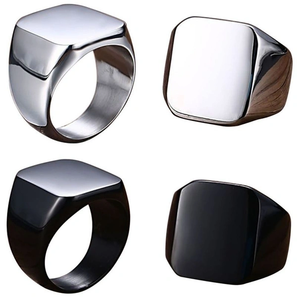 Men Fashion Polished Stainless Steel Band Biker Signet Ring