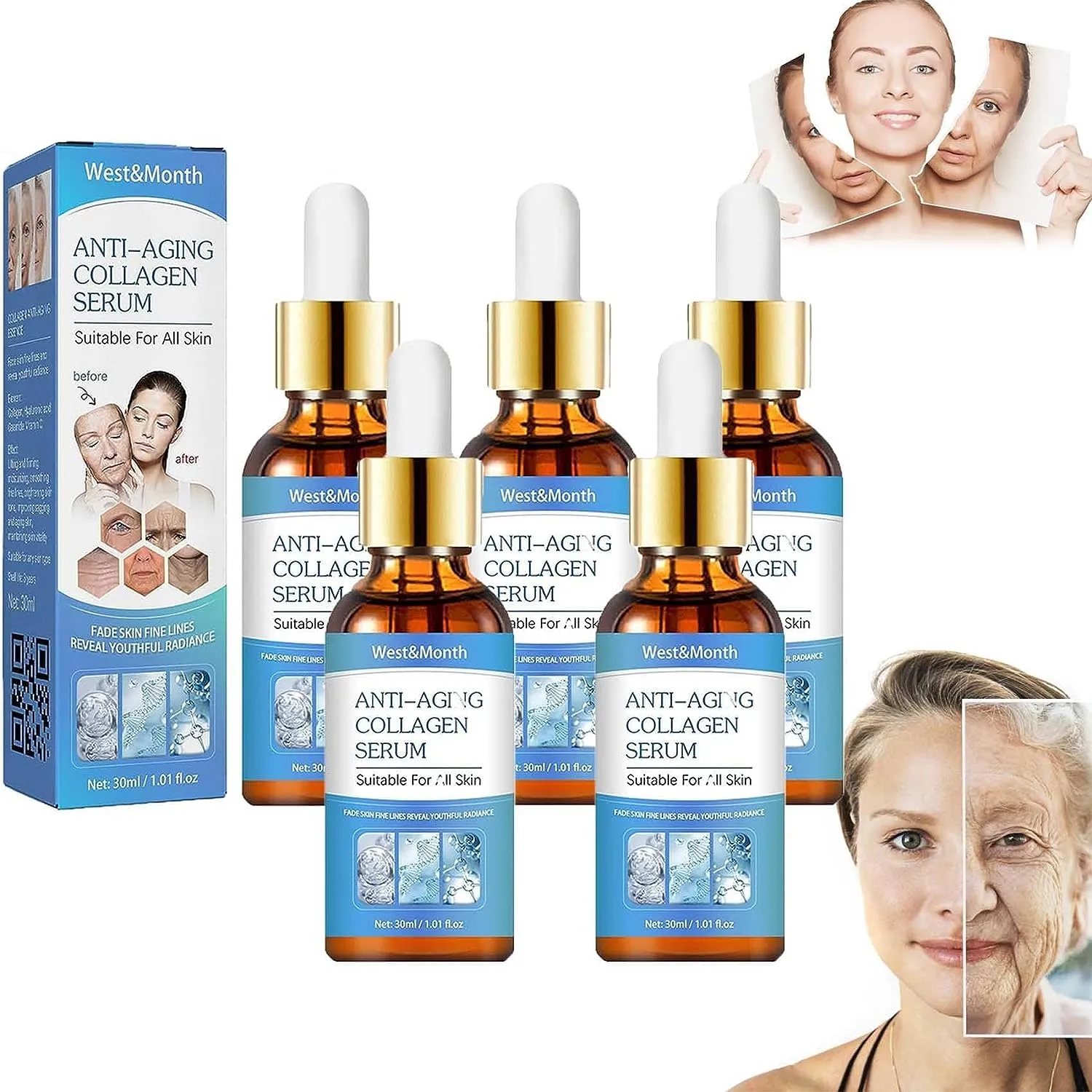 5PCS West&Month Botox Stock Solution Anti-wrinkle, West&month Botox Stock Solution, Firming, Lifting, Smoothing and Smoothing Fine Line Essence