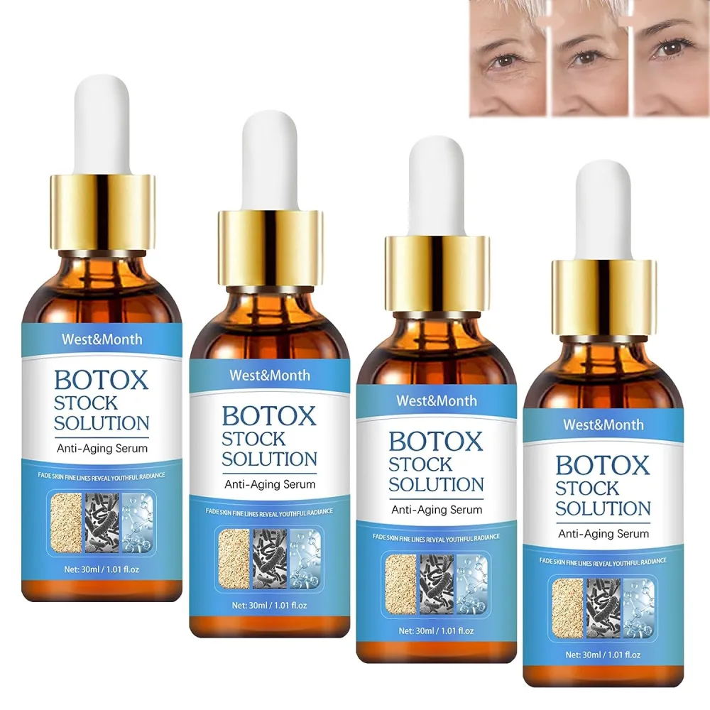 4PCS Botox Serum, West and Month Anti Aging Collagen Serum, West&Month Botox Stock Solution, West and Month Botox Serum, 30ml/1.05oz, Serum Onillow for All Skin Types