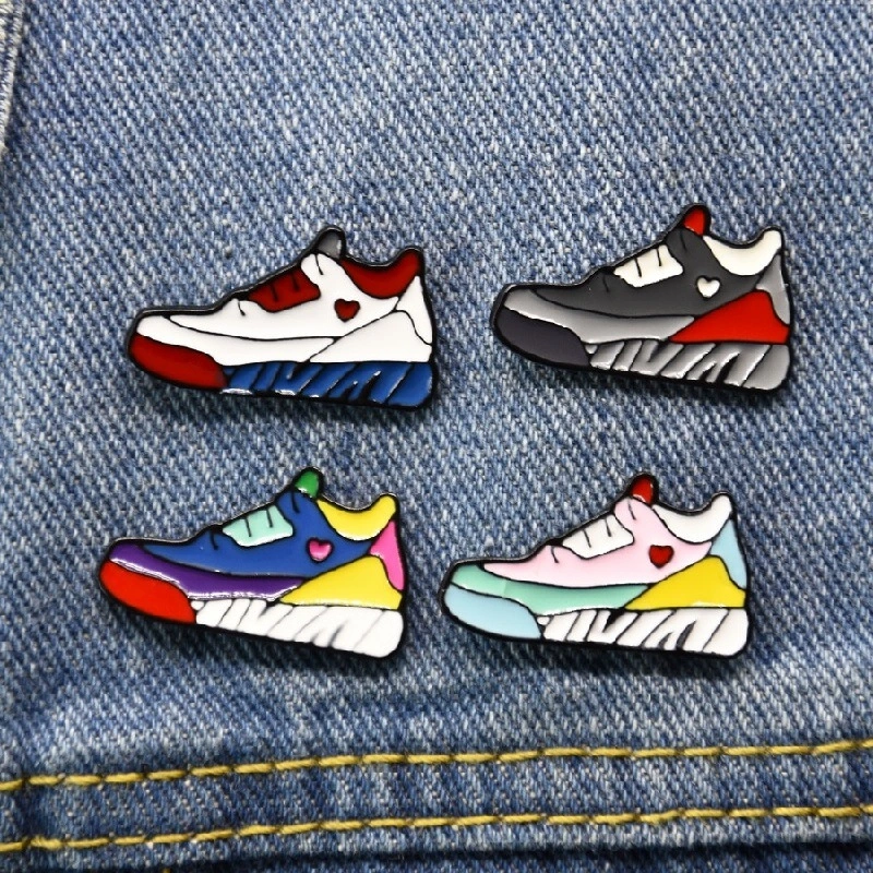 Colorful Heart Sneaker Paint Brooch Badge