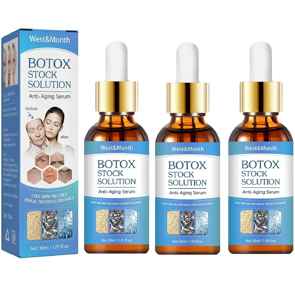 3PCS West and Month Anti Aging Collagen Serum, West and Month Botox Serum, West&month Botox Stock Solution, for All Skin Types Face Serum Women Men