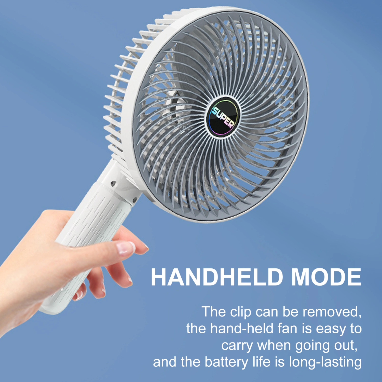 Clip Fan Adjustable 3 Speeds 360 Degree Rotation Desktop Mini Fan Strong Wind Safety Grid Portable Foldable Handheld Fan
