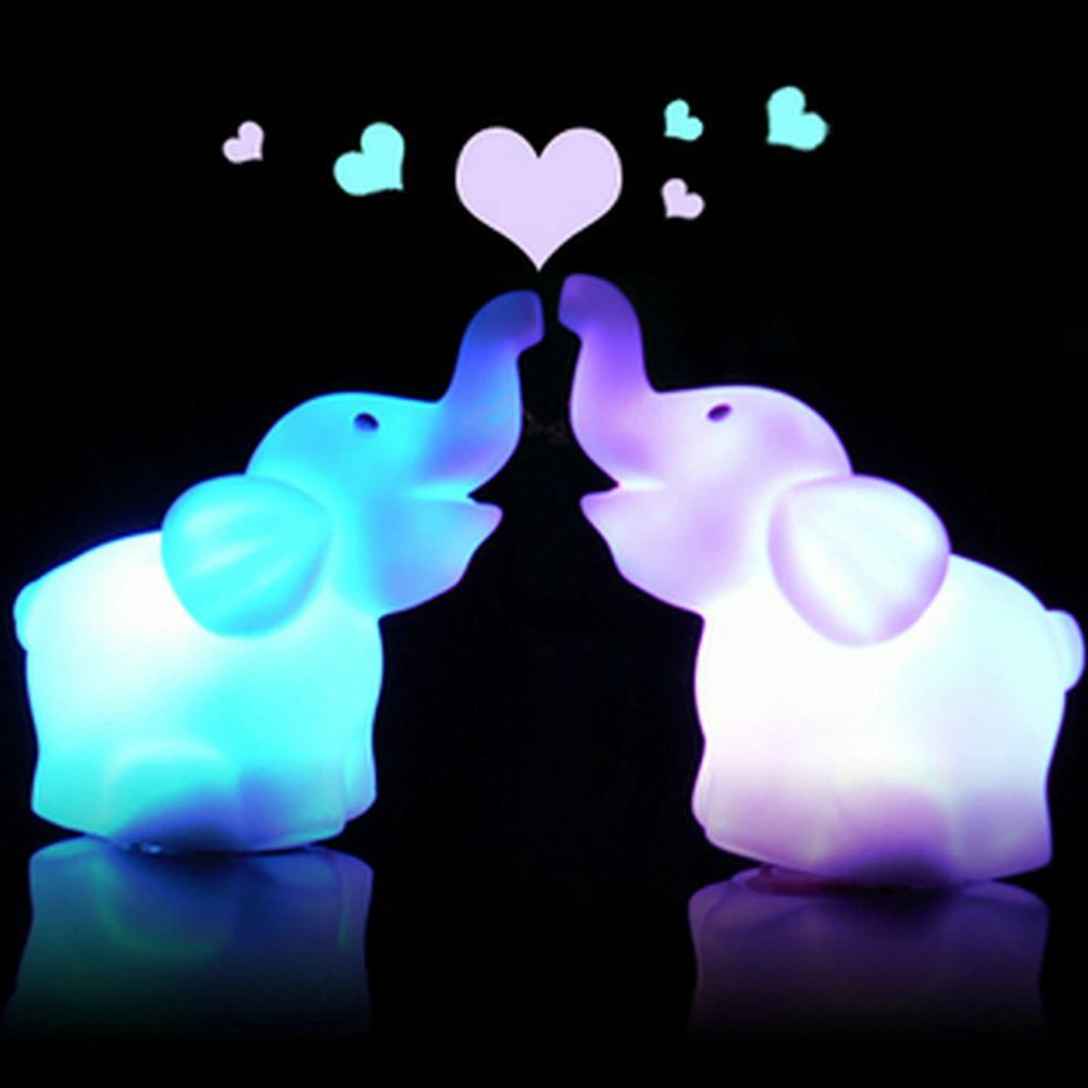 Cute Elephant Shaped LED 7 Color Changing Lamp Night Bedroom Home Decor Gift
