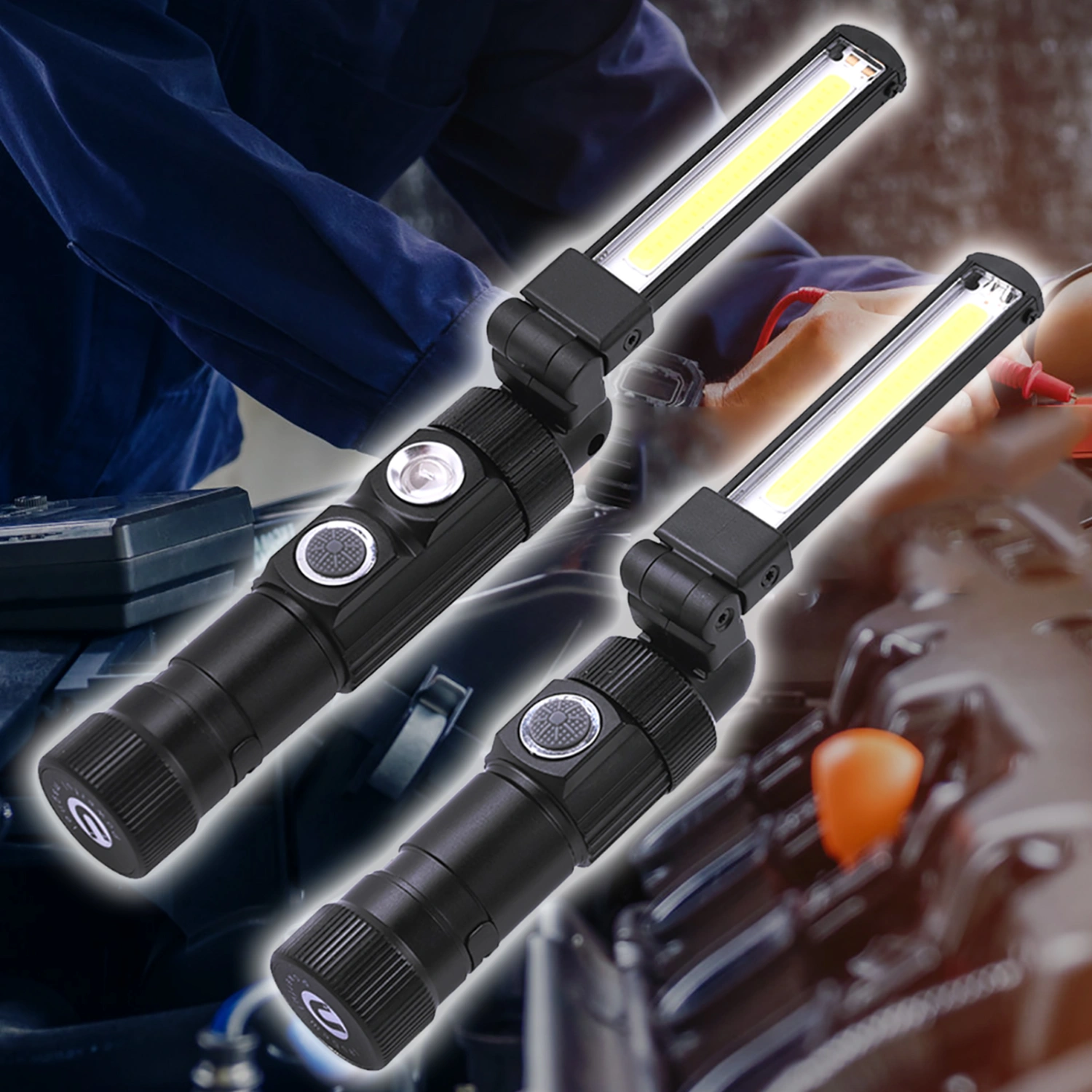 Handheld Flashlight Rechargeable Collapsible Waterproof Ultra-Bright Non-Glaring Illumination Fishing Camping Folding Type Handheld LED Lamp for Hiking