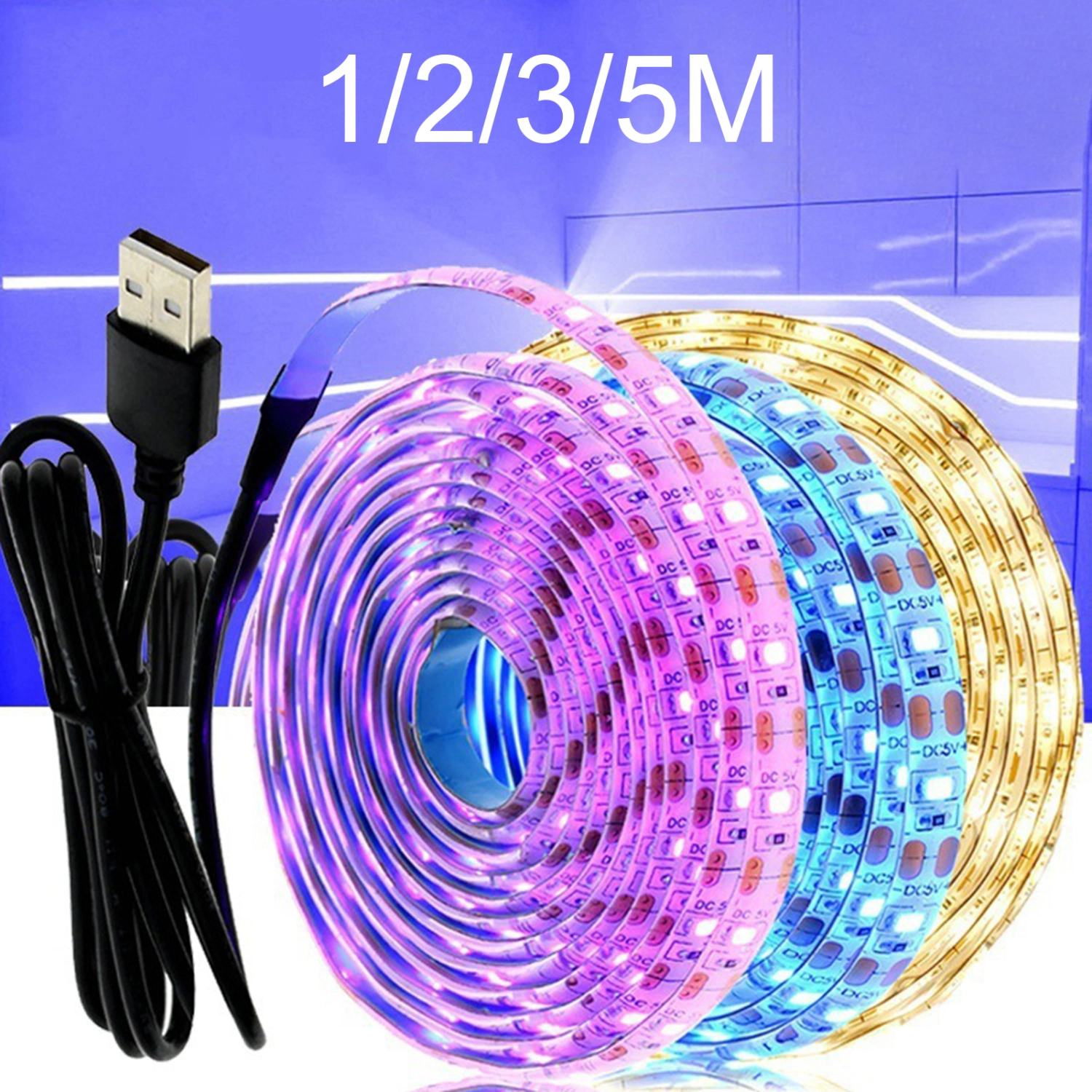 Strip Light LED Safe Flexible Adjustable Long Standby Time Improve Ambience High Brightness LED RGB Atmosphere Strip Light for Home Use