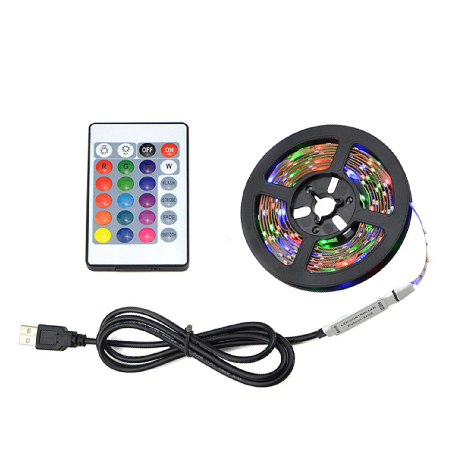LED Strip Light High Brightness IR Remote Control Soft Lighting Dimmable Self-adhesive Decoration 2835 RGB DC 5V USB Tape Light TV Backlight for Home