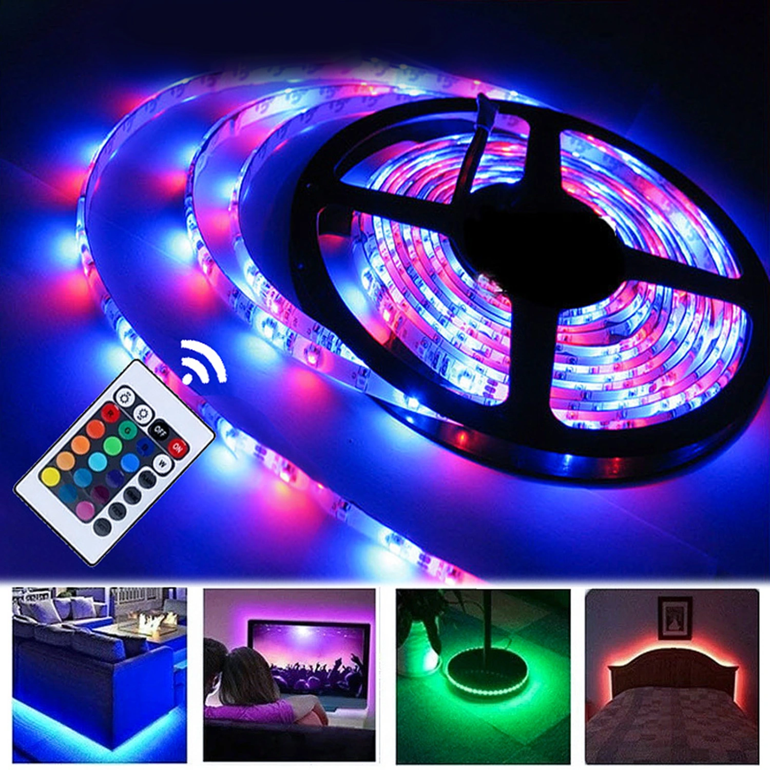 LED Strip Light High Brightness IR Remote Control Soft Lighting Dimmable Self-adhesive Decoration 2835 RGB DC 5V USB Tape Light TV Backlight for Home