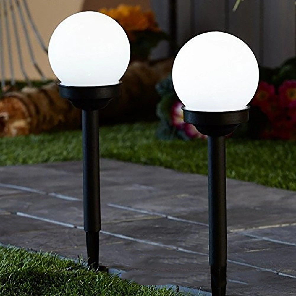 2Pcs Round Ball LED Garden Solar Power Light Outdoor Lawn Backyard Pathway Lamp