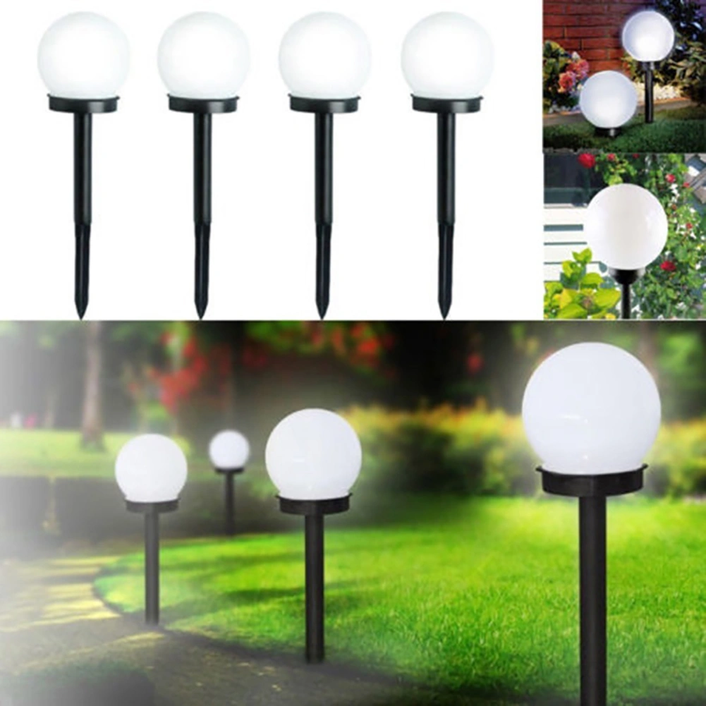 2Pcs Round Ball LED Garden Solar Power Light Outdoor Lawn Backyard Pathway Lamp