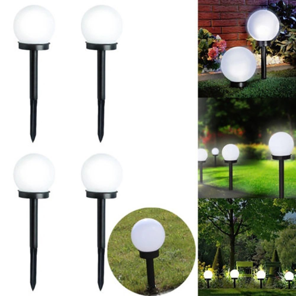 2Pcs Round Ball LED Garden Solar Power Light Outdoor Lawn Backyard Pathway Lamp