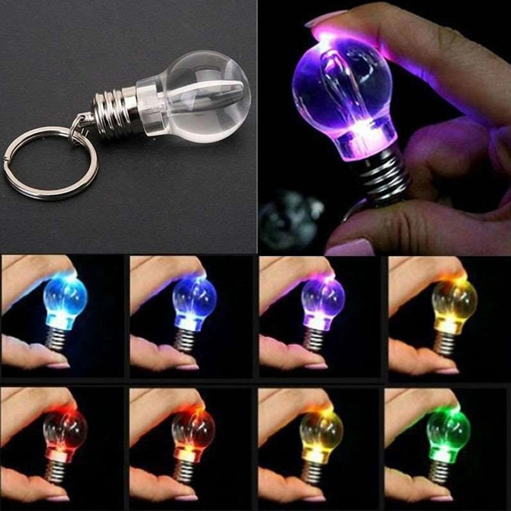 Mini Color Changing LED Flashlight Light Bulb Lamp Key Ring Keychain Xmas Gift
