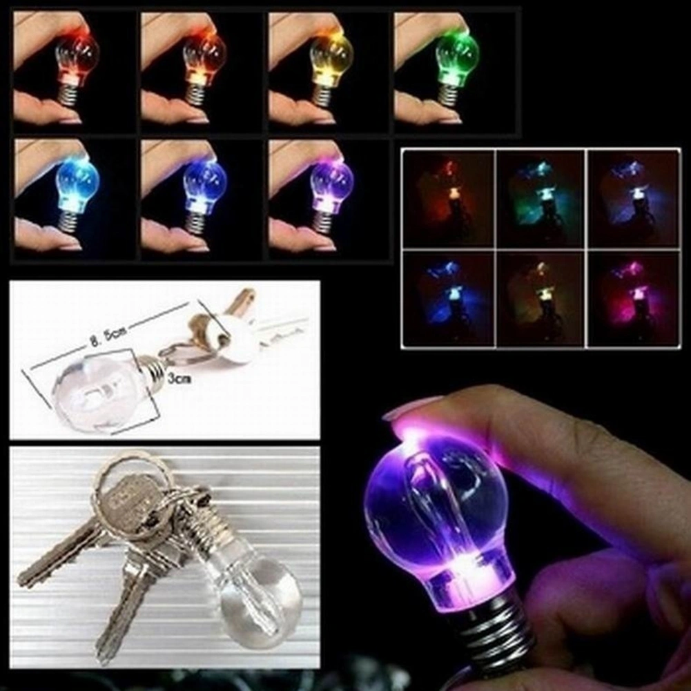 Mini Color Changing LED Flashlight Light Bulb Lamp Key Ring Keychain Xmas Gift