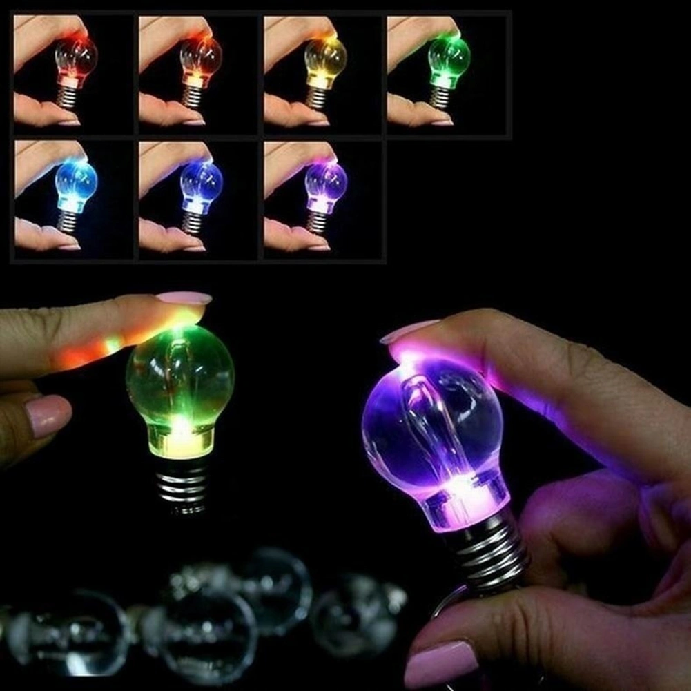 Mini Color Changing LED Flashlight Light Bulb Lamp Key Ring Keychain Xmas Gift