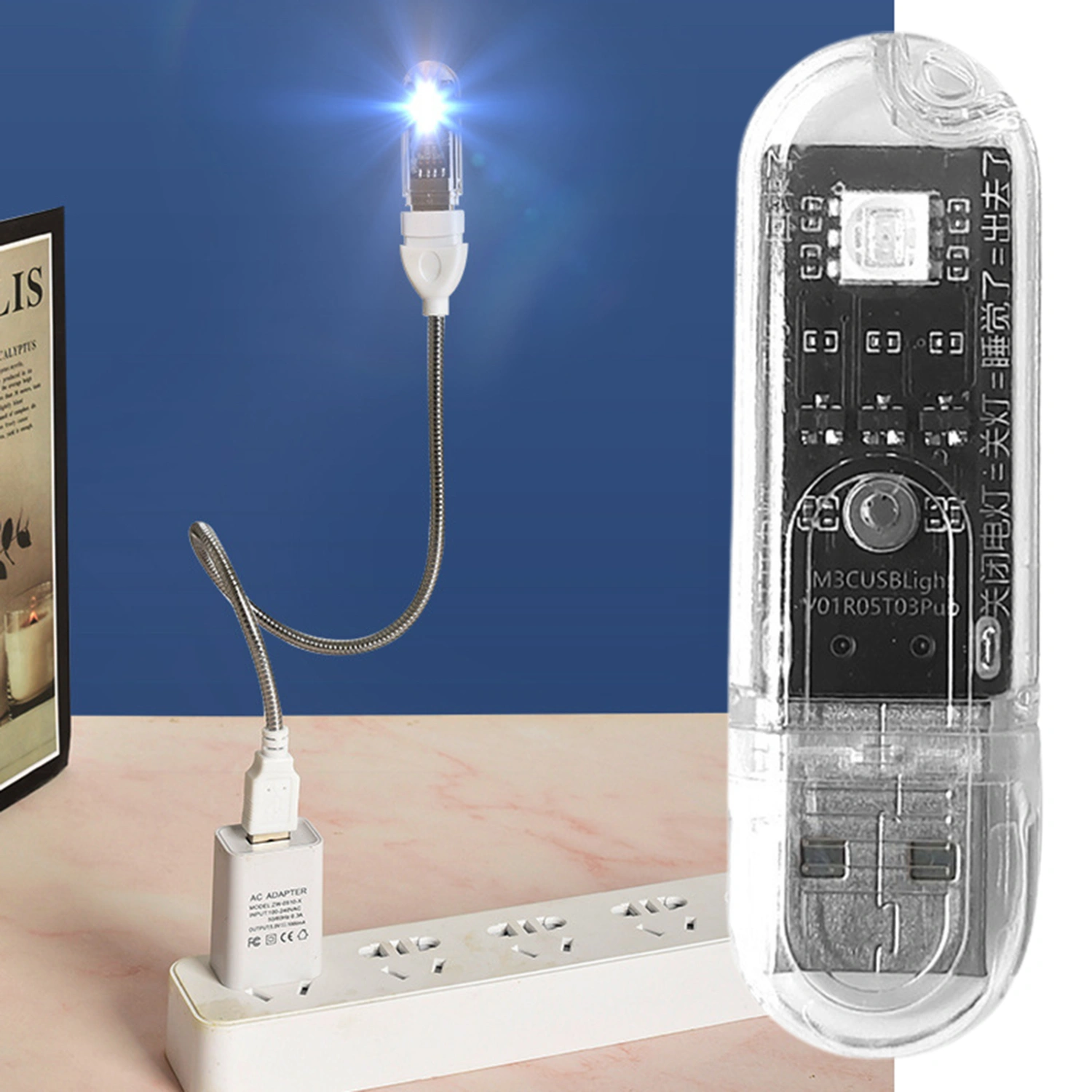 LED Night Lamp Ultra-Bright Voice Control Dimmable Compact Size Flicker-Free Illumination Transparent No Internet Connection Required USB Night Light for Home