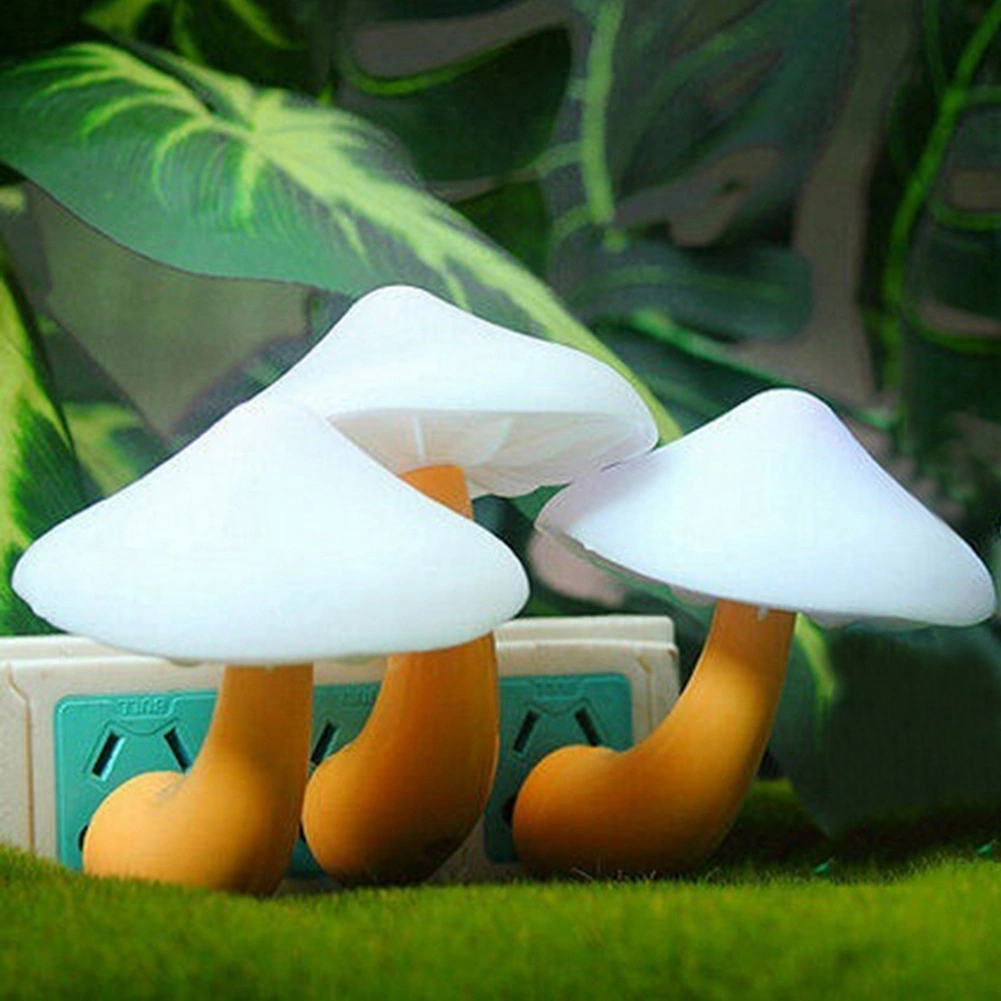 US Plug Cute Mushroom LED Light Sensor Control Bedroom Wall Socket Table Lamp