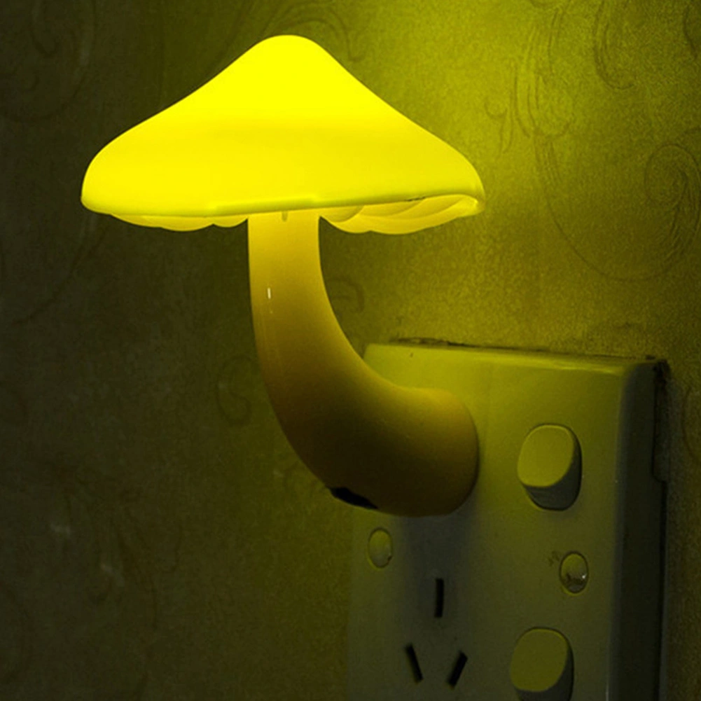 US Plug Cute Mushroom LED Light Sensor Control Bedroom Wall Socket Table Lamp