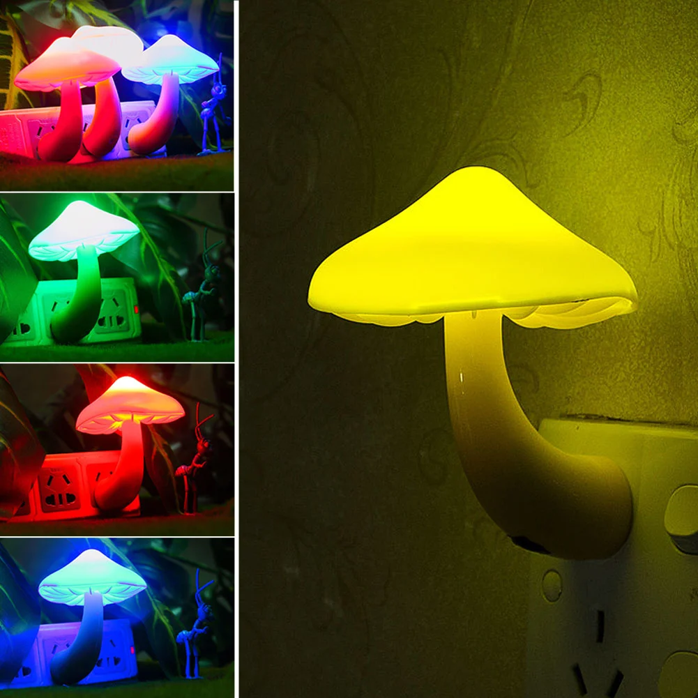 0.5W 220V Mushroom Light-control LED Night Light Wall Socket Lamp Bedroom Decor
