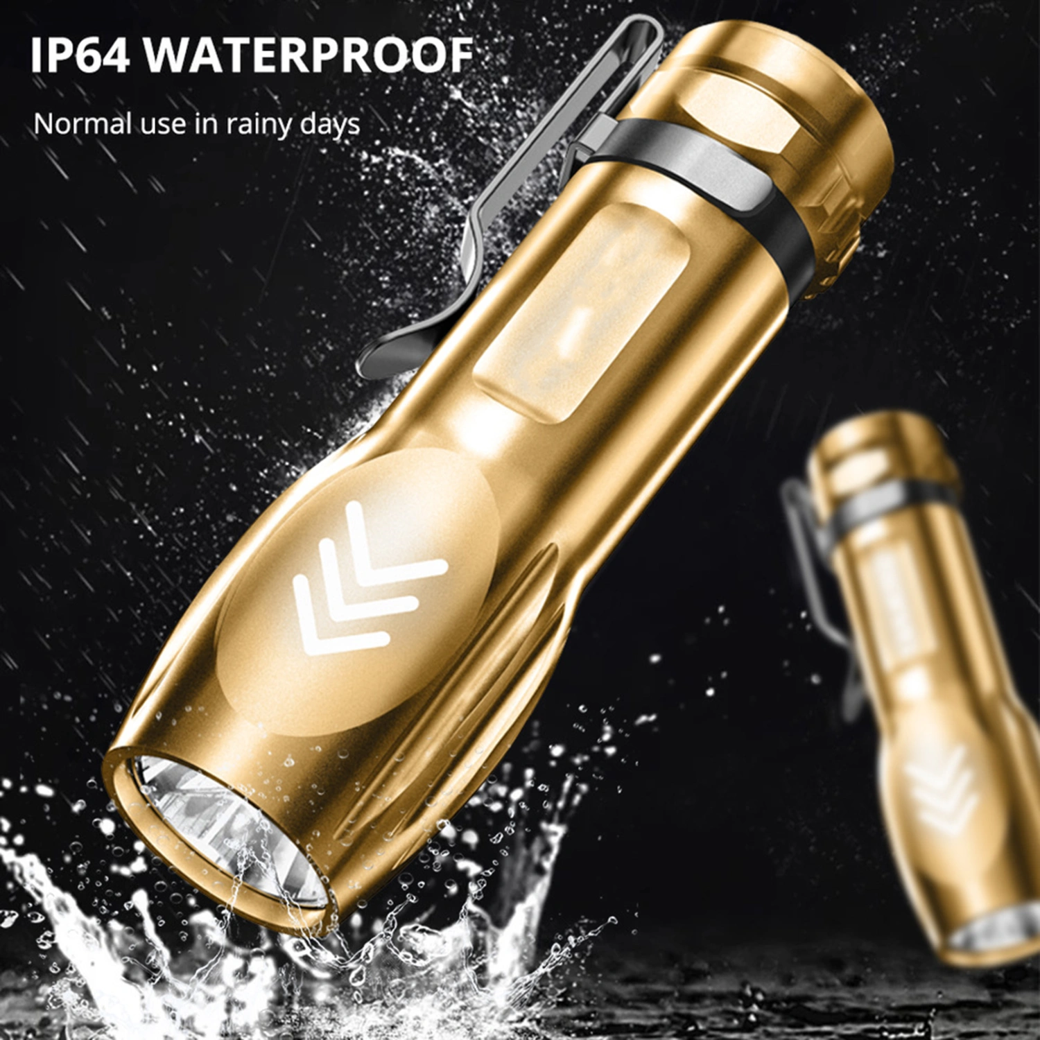 Mini Flashlight High Brightness IP64 Waterproof Rechargeable Long Irradiation Distance Outdoor Portable Camping Flashlight LED Torch Camping Supplies