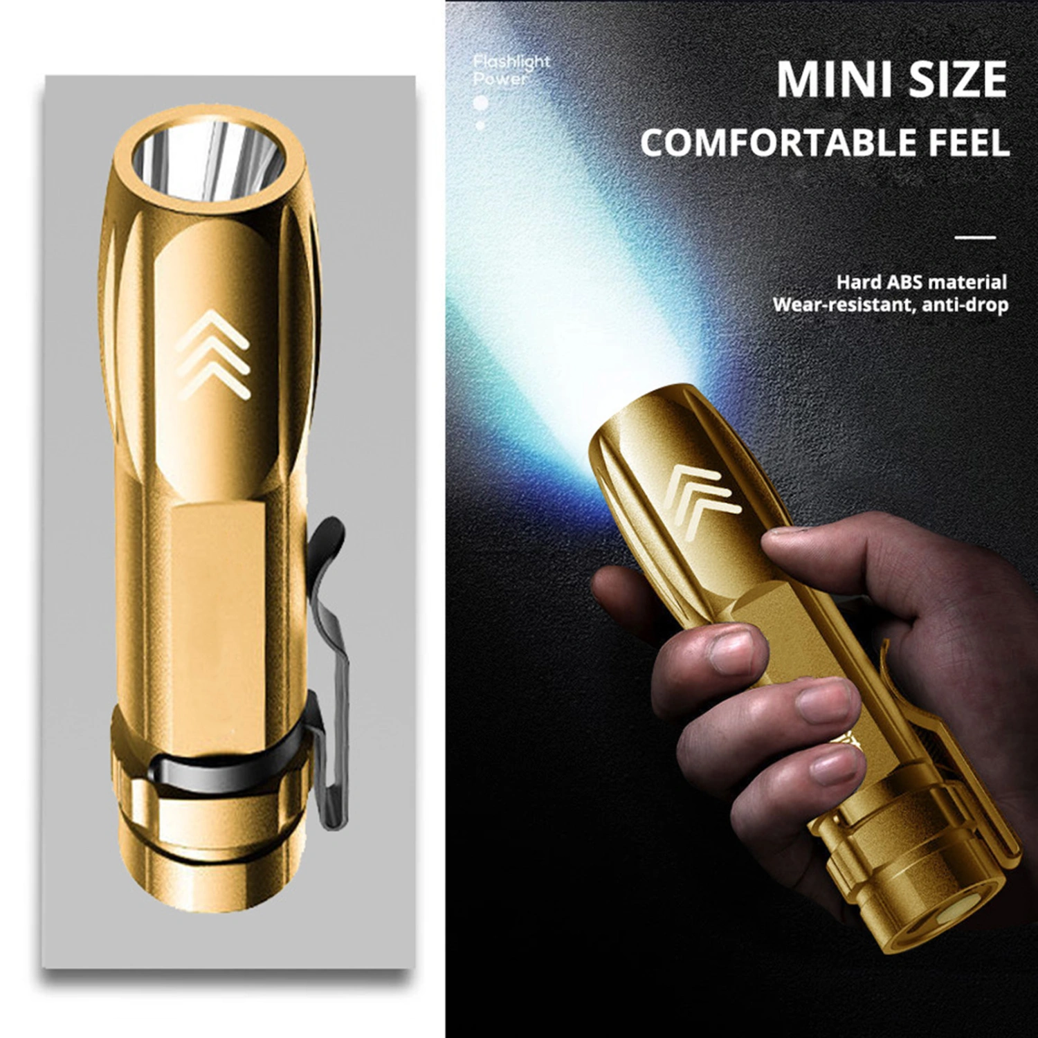 Mini Flashlight High Brightness IP64 Waterproof Rechargeable Long Irradiation Distance Outdoor Portable Camping Flashlight LED Torch Camping Supplies