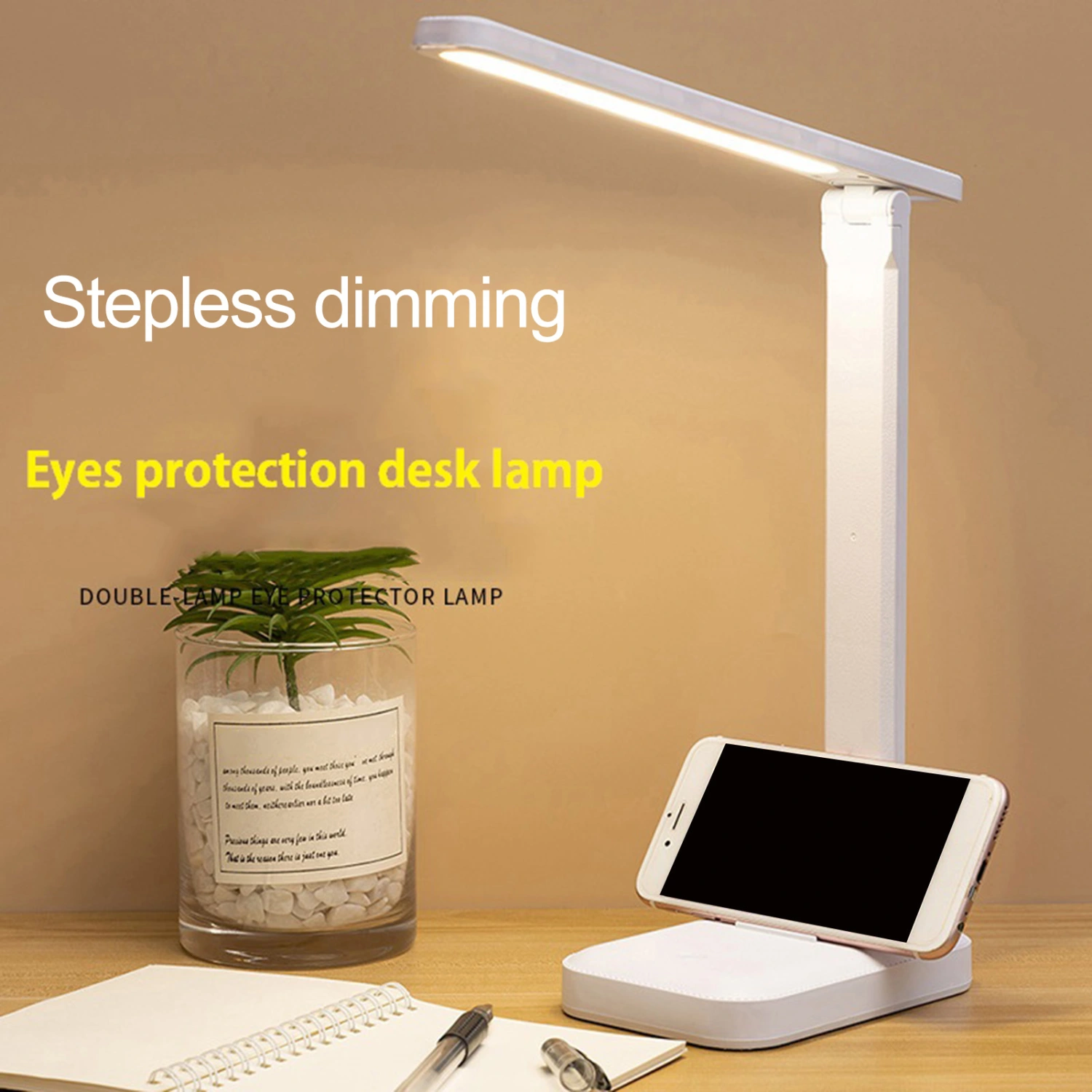 Table Lamp Dimmable Color Temperature Adjustable High Brightness Touch Control 180-Degree Rotatable Collapsible USB Charging LED Reading Lamp Desktop Light Home Supplies