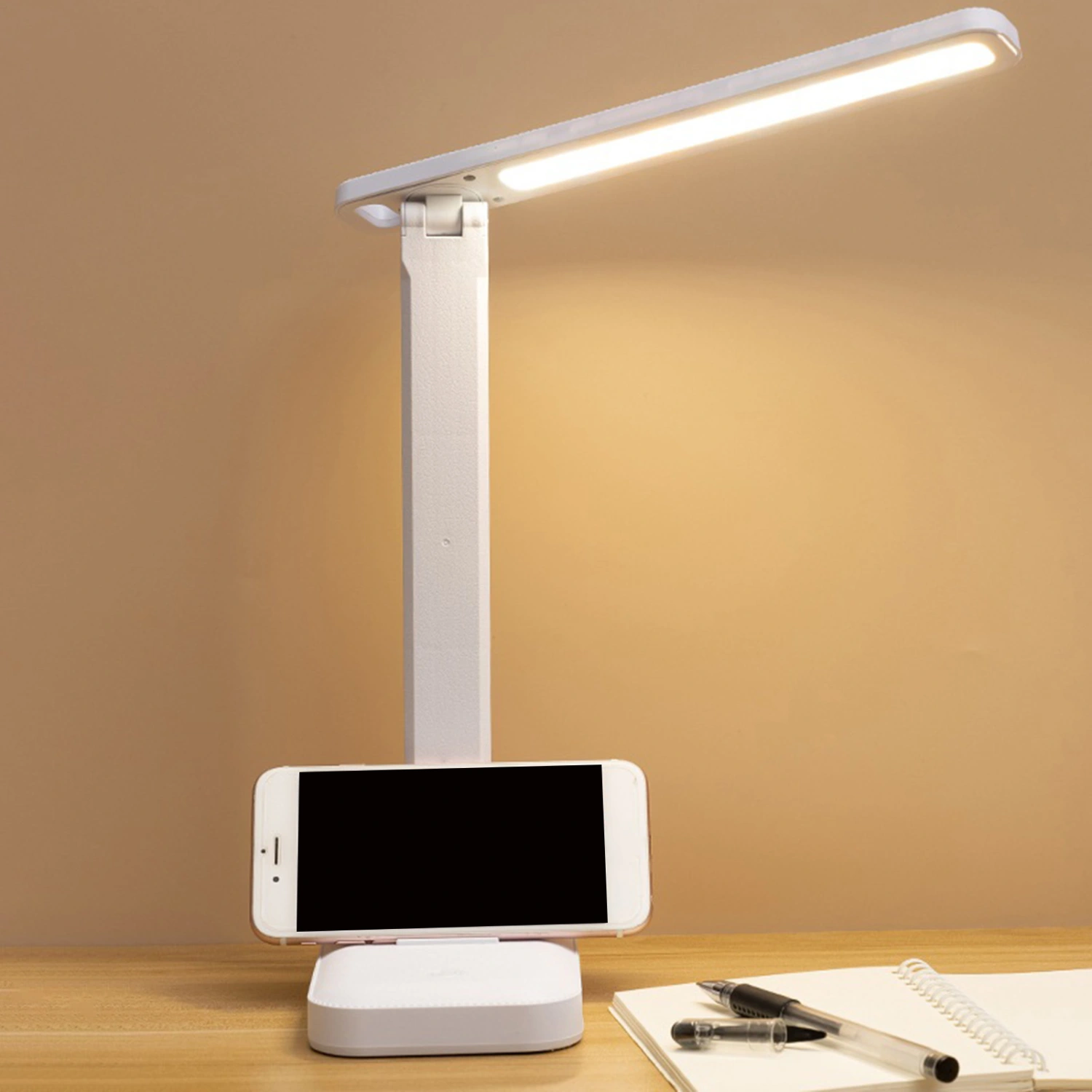 Table Lamp Dimmable Color Temperature Adjustable High Brightness Touch Control 180-Degree Rotatable Collapsible USB Charging LED Reading Lamp Desktop Light Home Supplies