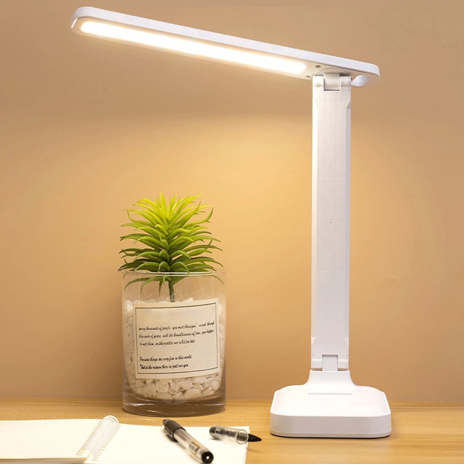 Table Lamp Dimmable Color Temperature Adjustable High Brightness Touch Control 180-Degree Rotatable Collapsible USB Charging LED Reading Lamp Desktop Light Home Supplies
