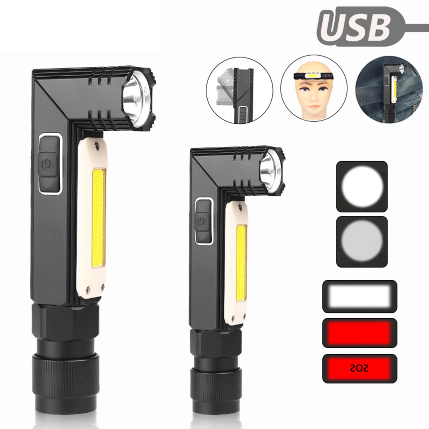 Foldable LED Flashlight Ultra Bright Waterproof USB Rechargeable Home Torch Lamp
