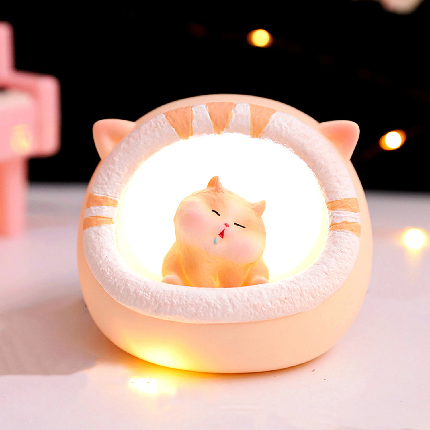 Night Lamp Flicker Free Battery-operated Adorable Appearance Soft Lighting Eye Protection Decorative Energy-saving 3D Cartoon Fat Cat Night Lamp Desktop Decoration Home Supplies