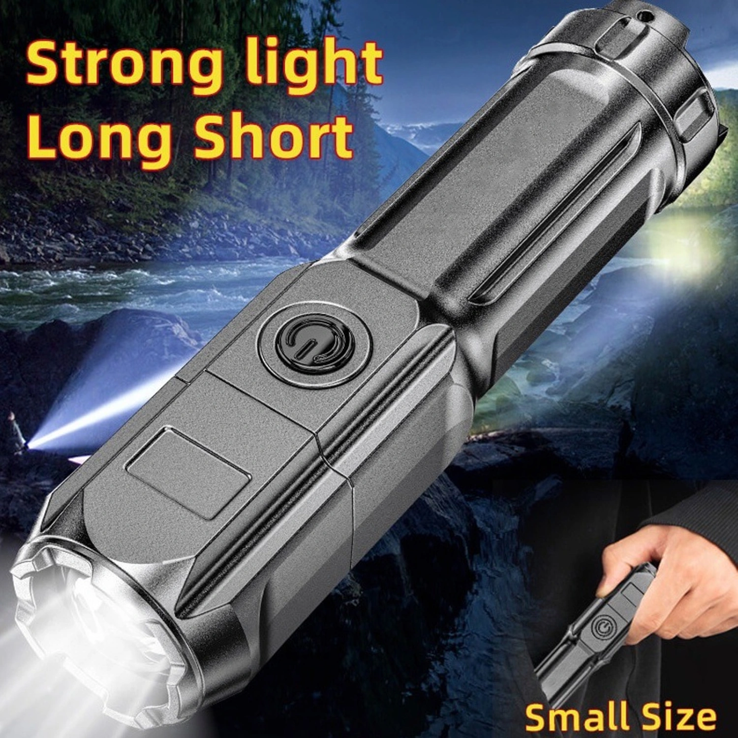 LED Flashlight Waterproof Super Bright Zoomable Long Beam Distance Rechargeable Illumination Lightweight Emergency Flashlight LED Torch Camping Supplies