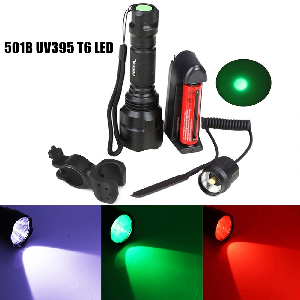 Portable Green/White/Purple LED Torch Light Hunting Money Checking Flashlights